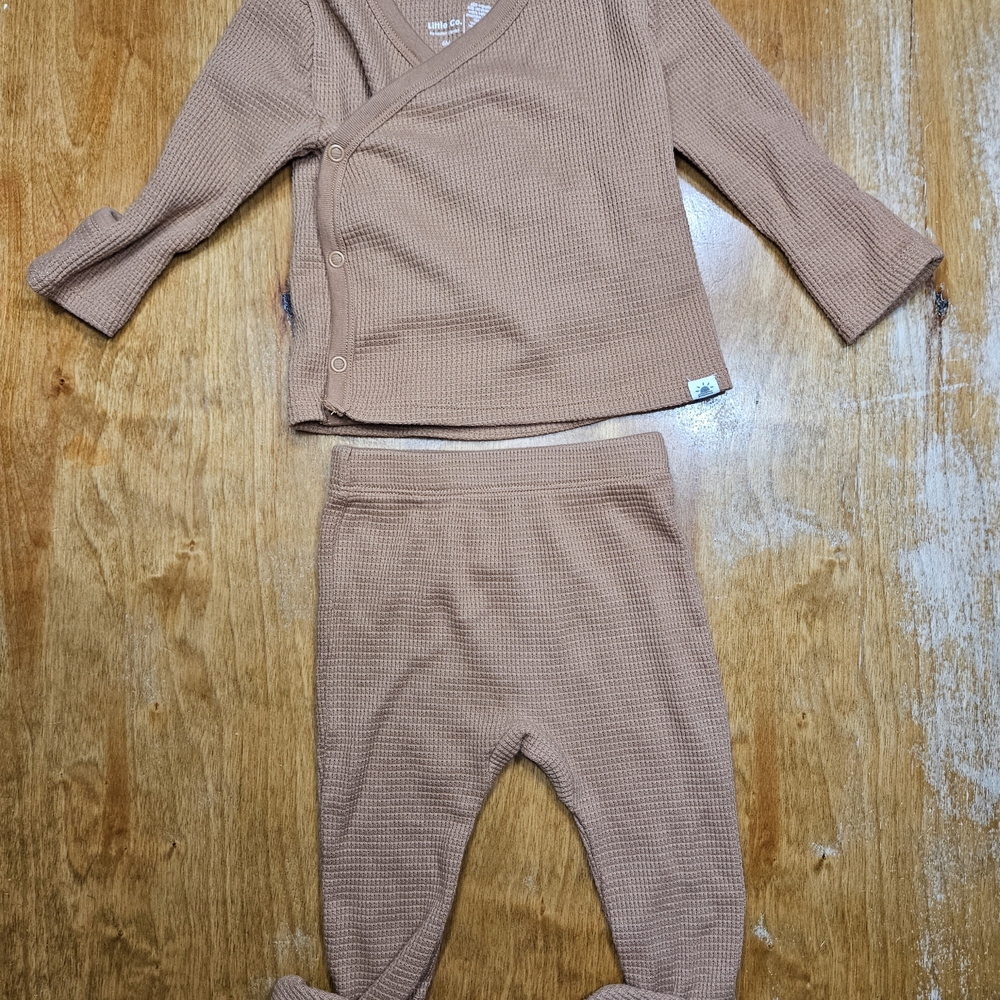 Little Co. Brown Waffle Knit Baby Set 6 Month